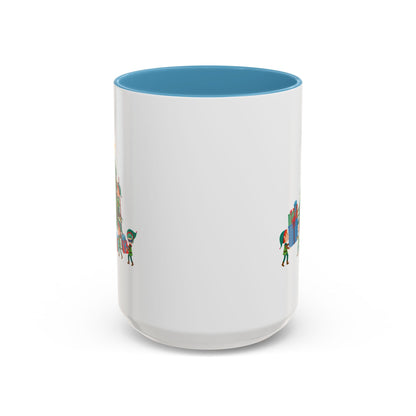 Accent Coffee Mug - Super kiddo putting gifts on christmas tree - [[{"value":"Wonderwear Kid"}]]