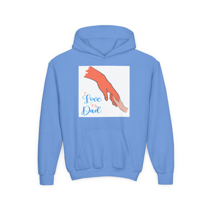 Youth Heavy Blend Hooded Sweatshirt -  Child and dad holding hands Printify