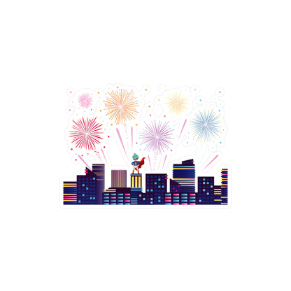 Christmas Kiss-Cut Vinyl Decals – Super kiddo with fireworks - [[{"value":"Wonderwear Kid"}]]