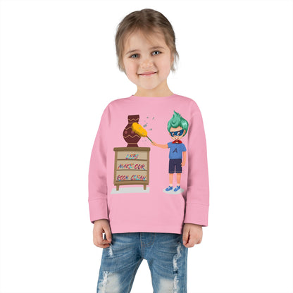Toddler Long Sleeve Tee - Super kiddo cleaning a vase - [[{"value":"Wonderwear Kid"}]]