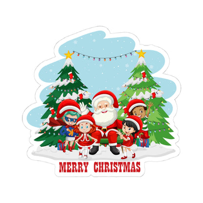 Kiss-Cut Stickers - Super kiddo with santa claus Merry christmas - [[{"value":"Wonderwear Kid"}]]