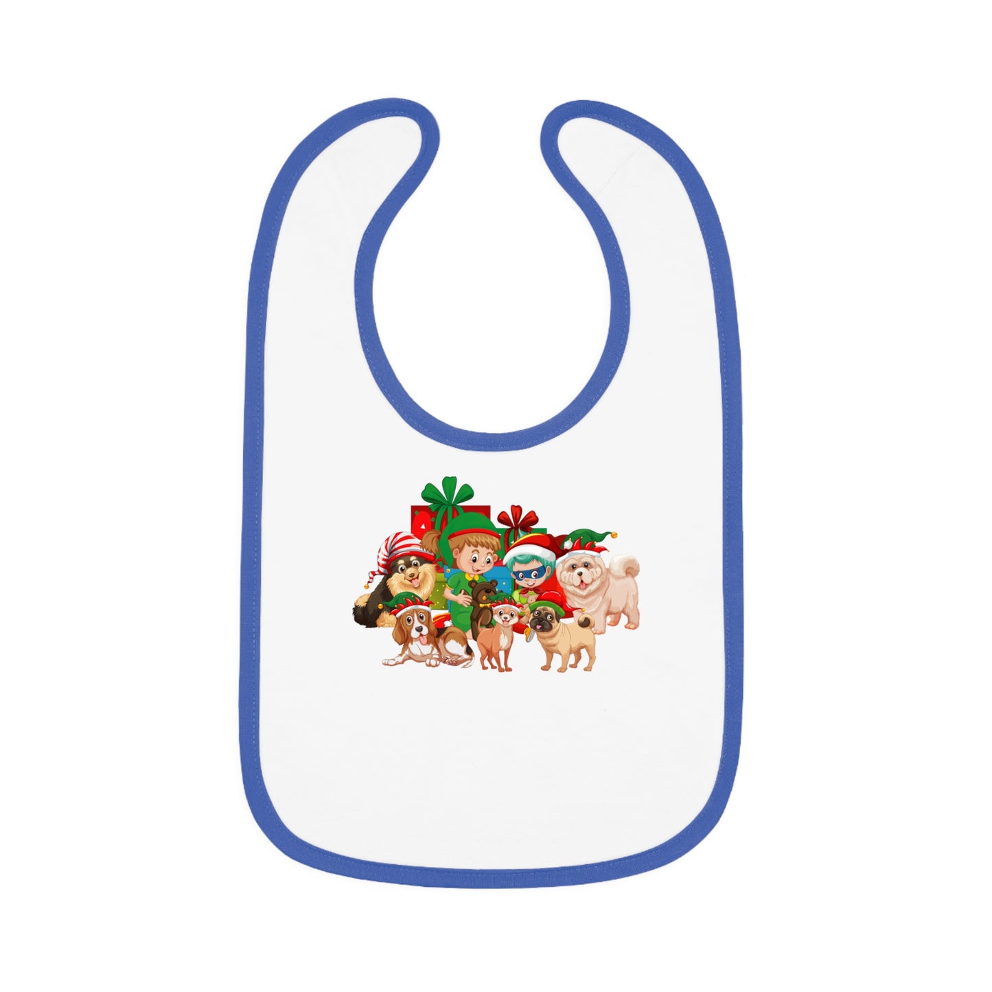 Baby Bib - Christmas with super kiddo pet friends without text