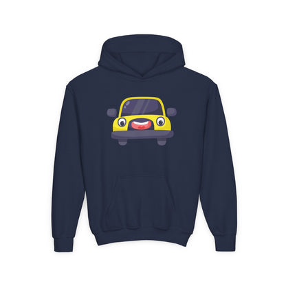 Kids Yellow Car Hoodie Printify