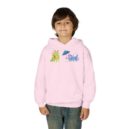 Youth Heavy Blend Hooded Sweatshirt - Monsters playing Printify