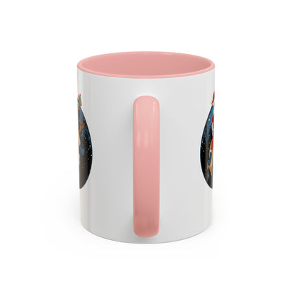 Accent Coffee Mug - Super kiddo riding a reindeer - [[{"value":"Wonderwear Kid"}]]