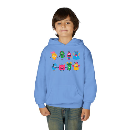 Youth Heavy Blend Hooded Sweatshirt - Set of monsters Printify