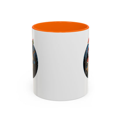 Accent Coffee Mug - Super kiddo riding a reindeer - [[{"value":"Wonderwear Kid"}]]