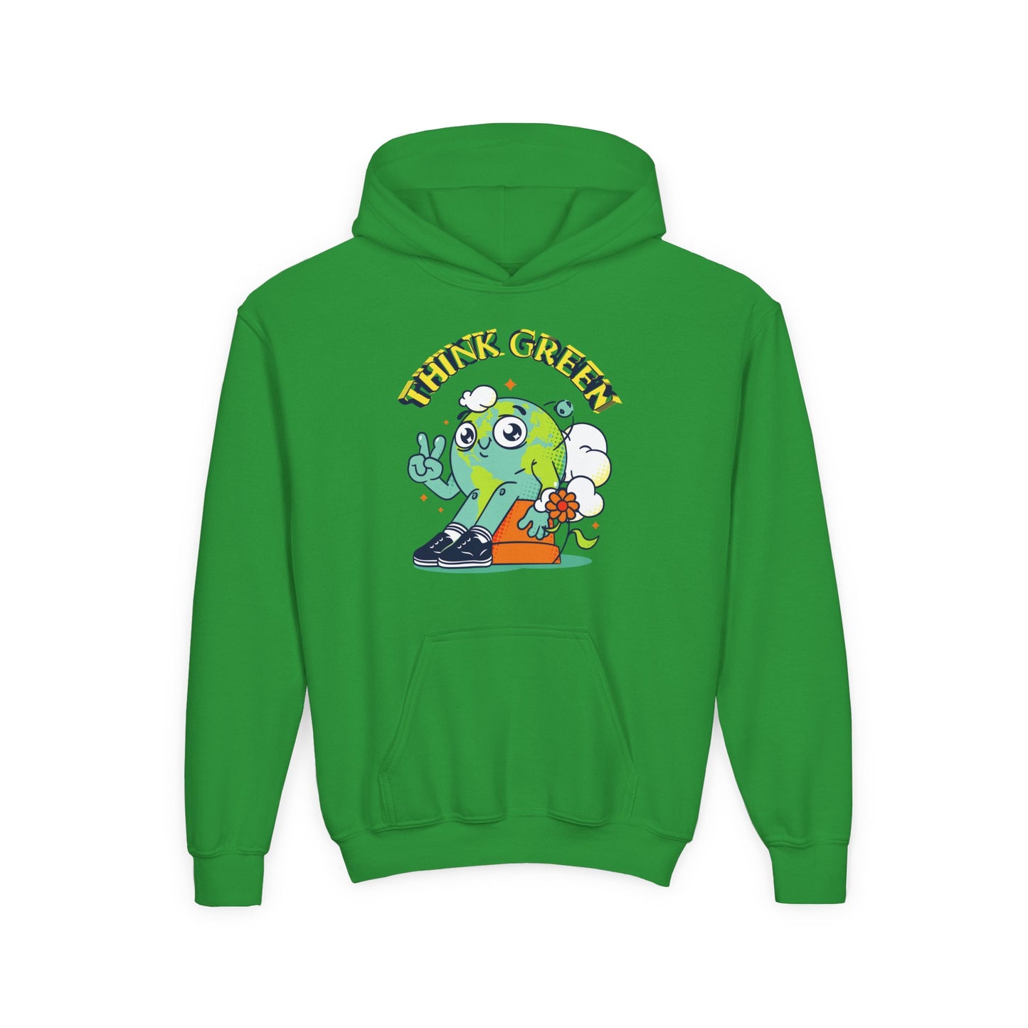 Youth Heavy Blend Hooded Sweatshirt - Think Green' Design