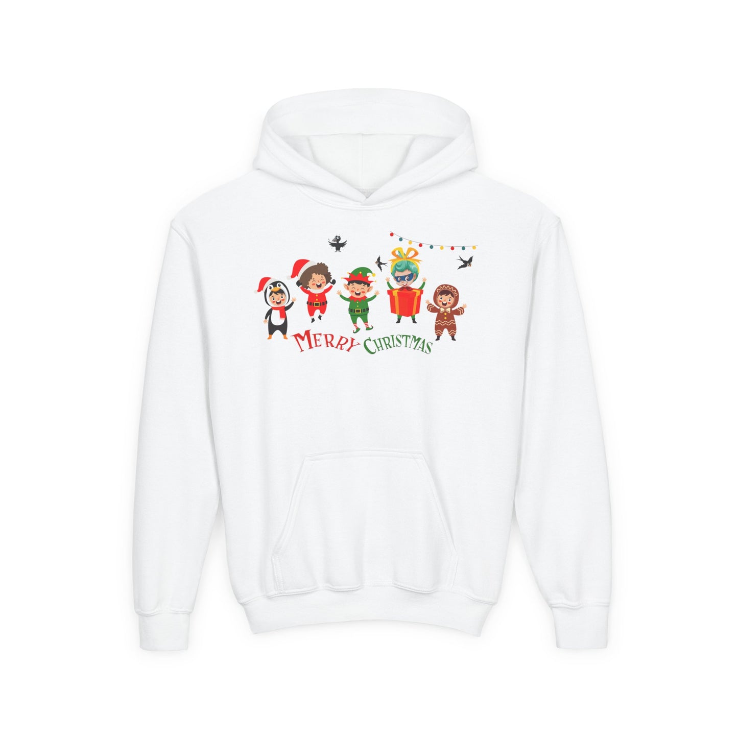 Youth Heavy Blend Hooded Sweatshirt - Merry christmas by super kiddo and friends