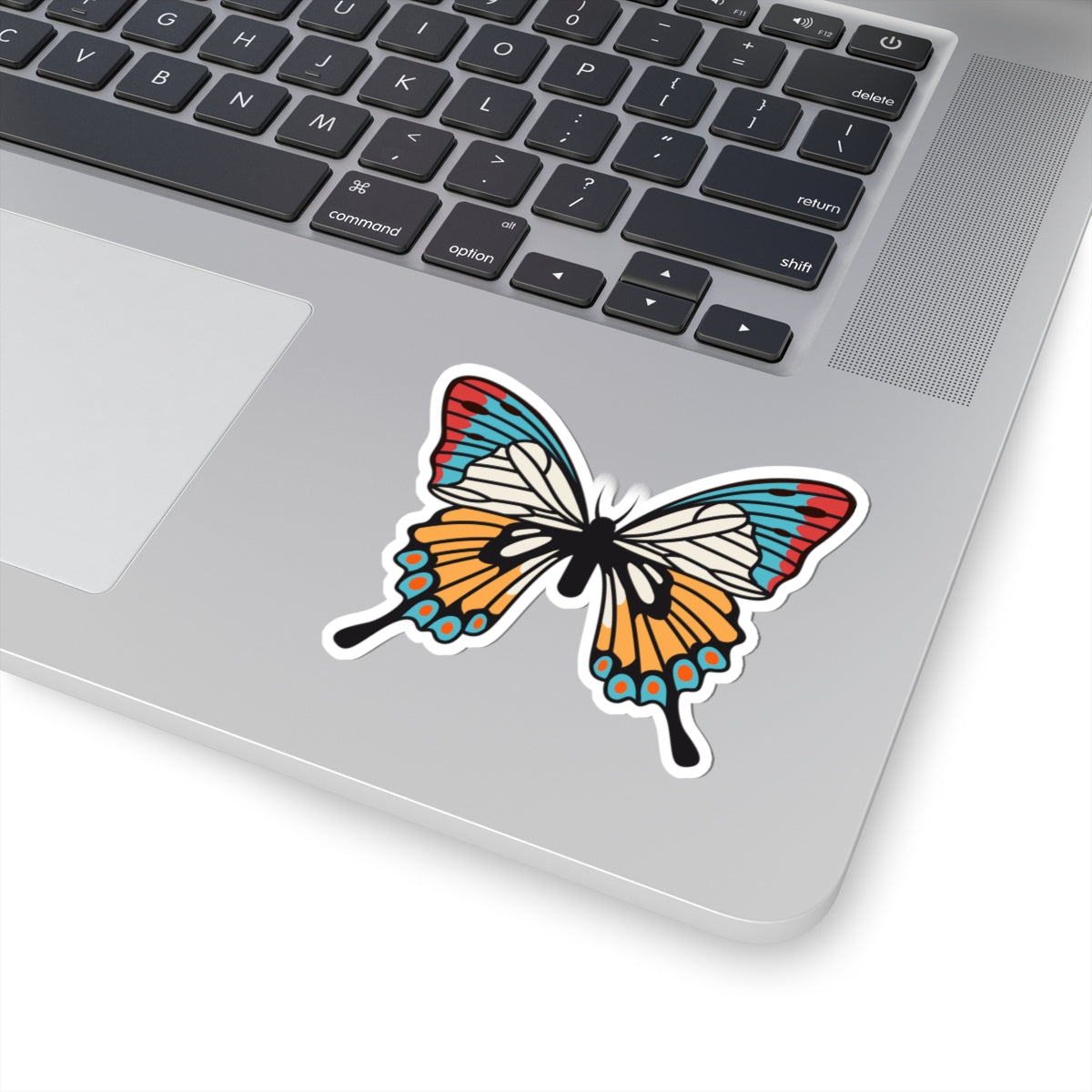 Kiss-Cut Stickers -Green - orange butterfly