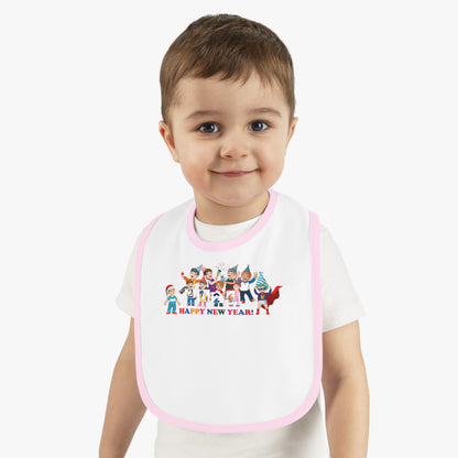 Baby Bib - Happy new year from super kiddo - [[{"value":"Wonderwear Kid"}]]