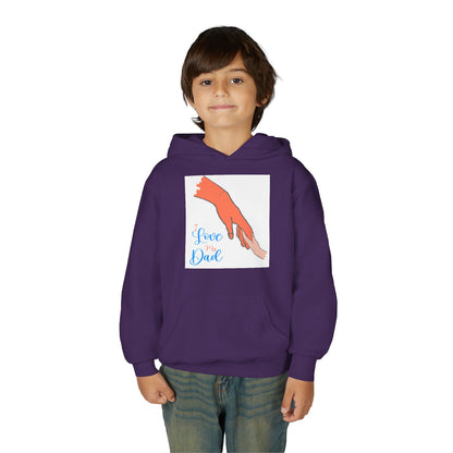 Youth Heavy Blend Hooded Sweatshirt -  Child and dad holding hands Printify