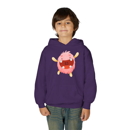 Youth Heavy Blend Hooded Sweatshirt - Baby pink monster Printify