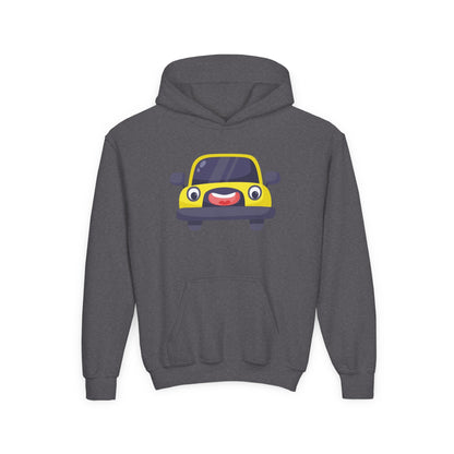 Kids Yellow Car Hoodie Printify