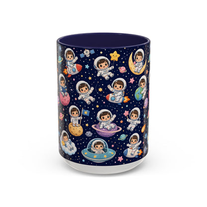 Accent Coffee Mug  (11/15 oz) - Kawaii Astronauts in a Starry Space Adventure