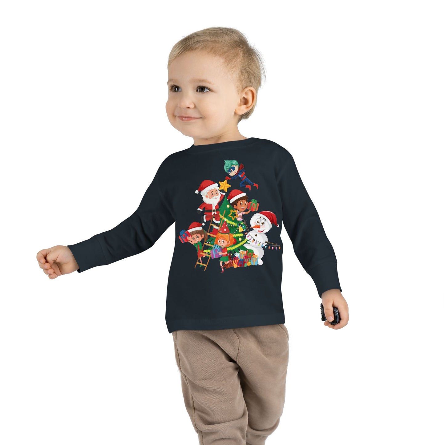 Toddler Long Sleeve Tee - Super kiddo making christmas tree - [[{"value":"Wonderwear Kid"}]]