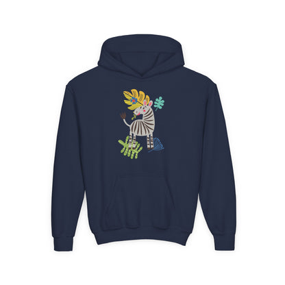 Youth Heavy Blend Hooded Sweatshirt -Zebra Printify