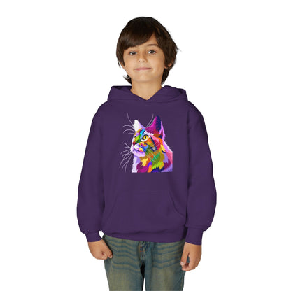 Youth hoodie with adorable cat design Printify