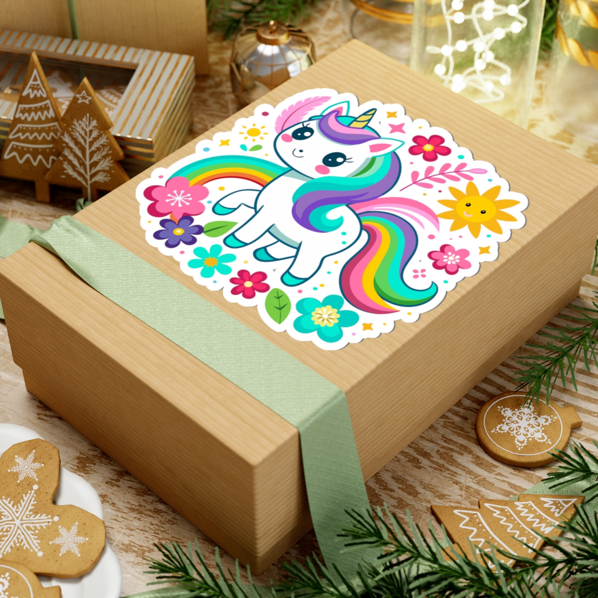 Kiss-cut Stickers - Unicorn with flower