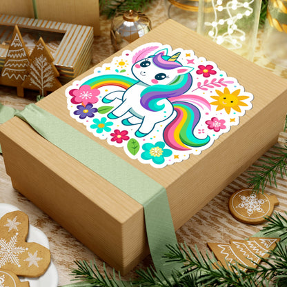 Kiss-cut Stickers - Unicorn with Flower Printify