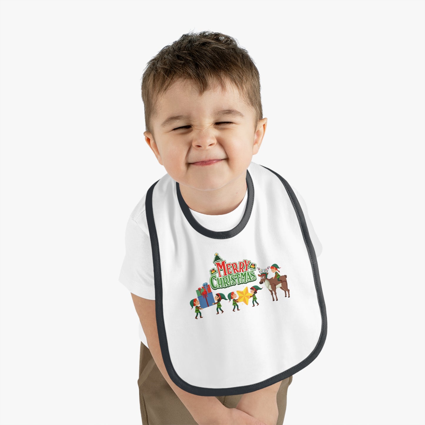 Baby Bib - Merry christmas and reindeer
