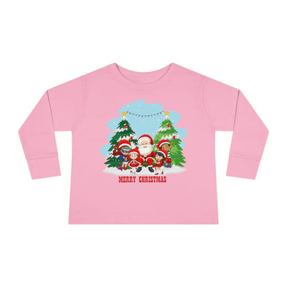 Toddler Long Sleeve Tee - Super kiddo with santa claus Merry christmas - [[{"value":"Wonderwear Kid"}]]