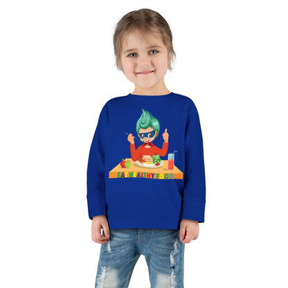 Toddler Long Sleeve Tee - Super kiddo eating healthy breafast - [[{"value":"Wonderwear Kid"}]]