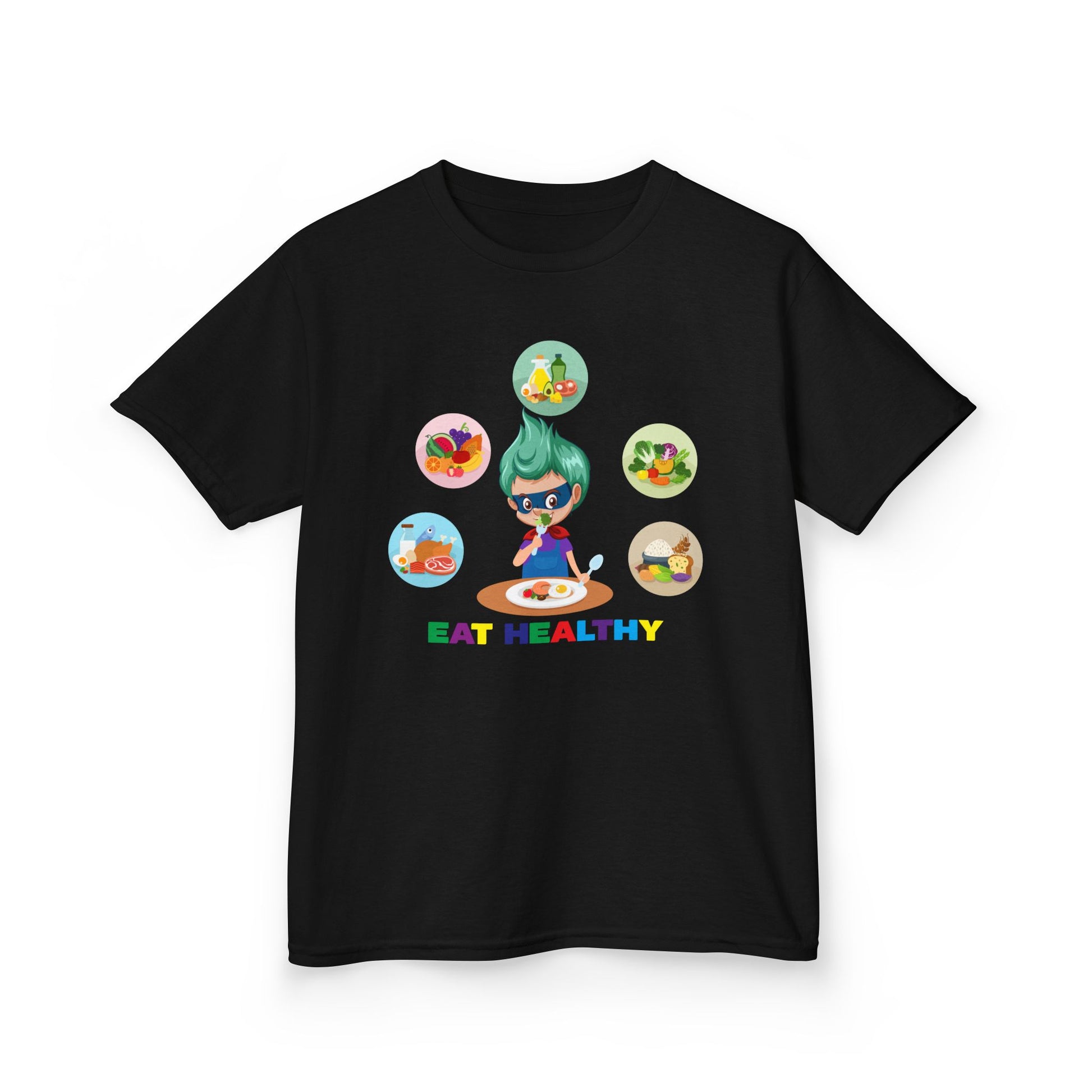 Kids Heavy Cotton™ Tee - Supper kiddo showing healthy food to eat - [[{"value":"Wonderwear Kid"}]]