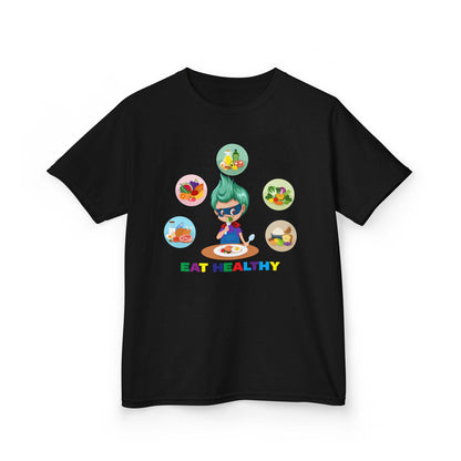 Kids Heavy Cotton™ Tee - Supper kiddo showing healthy food to eat - [[{"value":"Wonderwear Kid"}]]