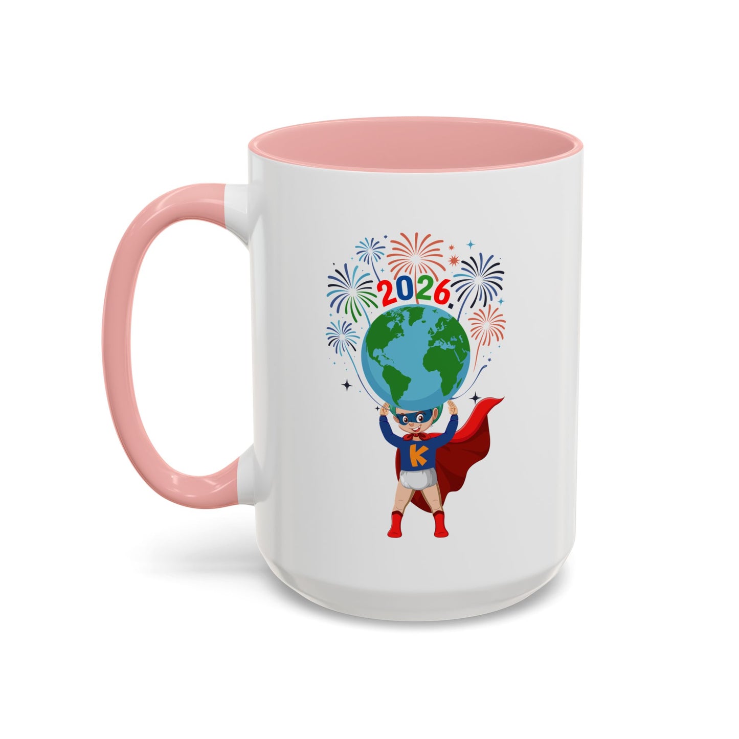 Accent Coffee Mug - Super kiddo holding globe