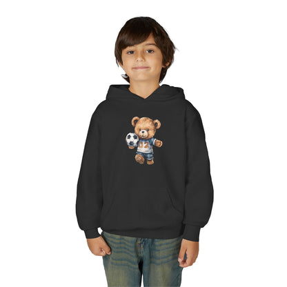 Kids Soccer Bear Hoodie Printify