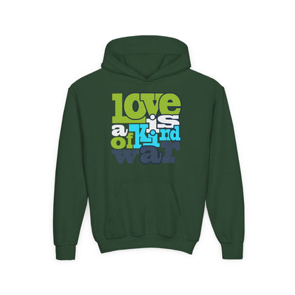 Youth Heavy Blend Hooded Sweatshirt - Love is Kind of War Printify