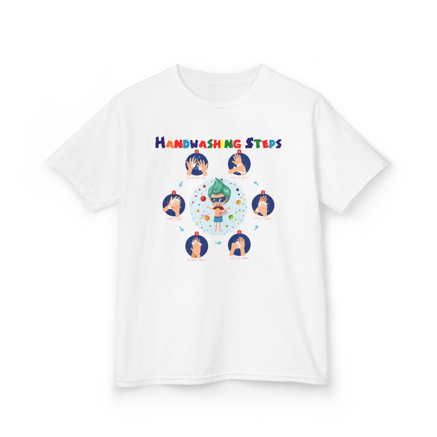 Kids Heavy Cotton™ Tee - Super kiddo how to wash hand properly - [[{"value":"Wonderwear Kid"}]]