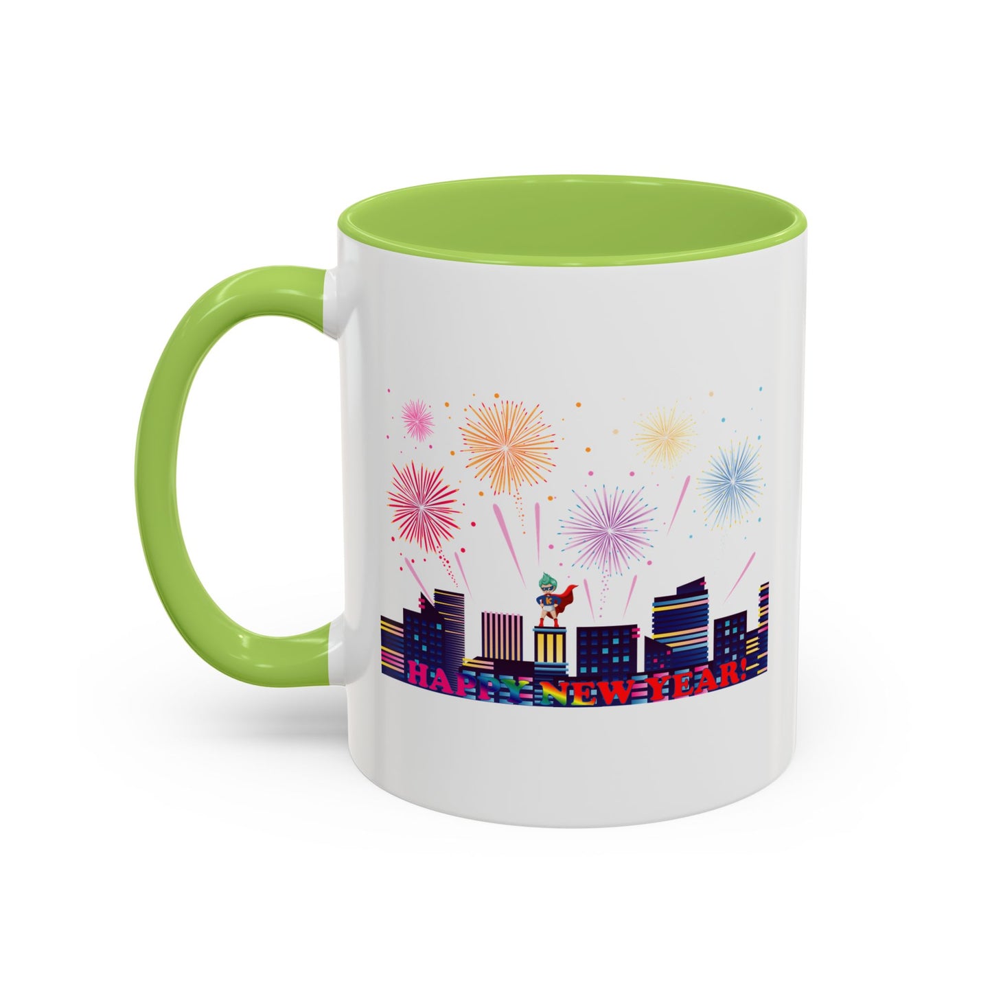 Accent Coffee Mug - Super kiddo with fireworks with text
