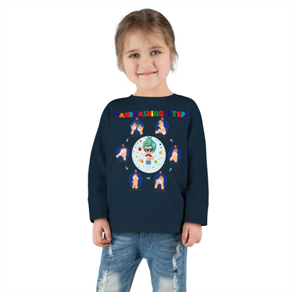 Toddler Long Sleeve Tee - Super kiddo how to wash hand properly - [[{"value":"Wonderwear Kid"}]]
