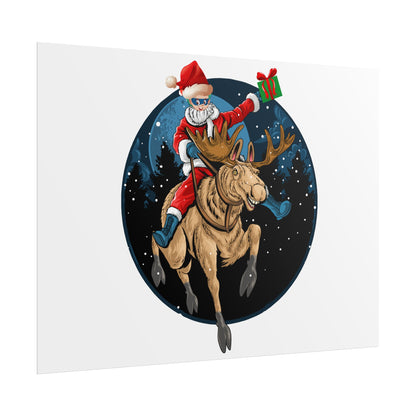 Rolled Posters - Super kiddo riding a reindeer - [[{"value":"Wonderwear Kid"}]]