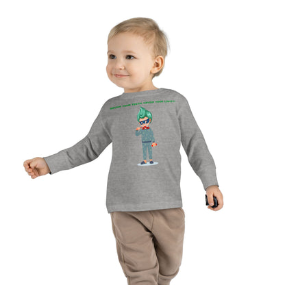 Toddler Long Sleeve Tee - Super kiddo brushing teeth - [[{"value":"Wonderwear Kid"}]]