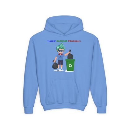 Youth Heavy Blend Hooded Sweatshirt - Super kiddo taking trash out - [[{"value":"Wonderwear Kid"}]]