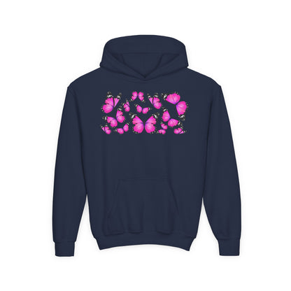 Youth Heavy Blend Hooded Sweatshirt -  Beautiful purple monarch Printify