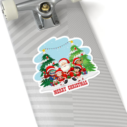 Kiss-Cut Stickers - Super kiddo with santa claus Merry christmas - [[{"value":"Wonderwear Kid"}]]