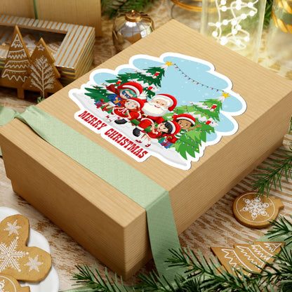 Kiss-Cut Stickers - Super kiddo with santa claus Merry christmas - [[{"value":"Wonderwear Kid"}]]