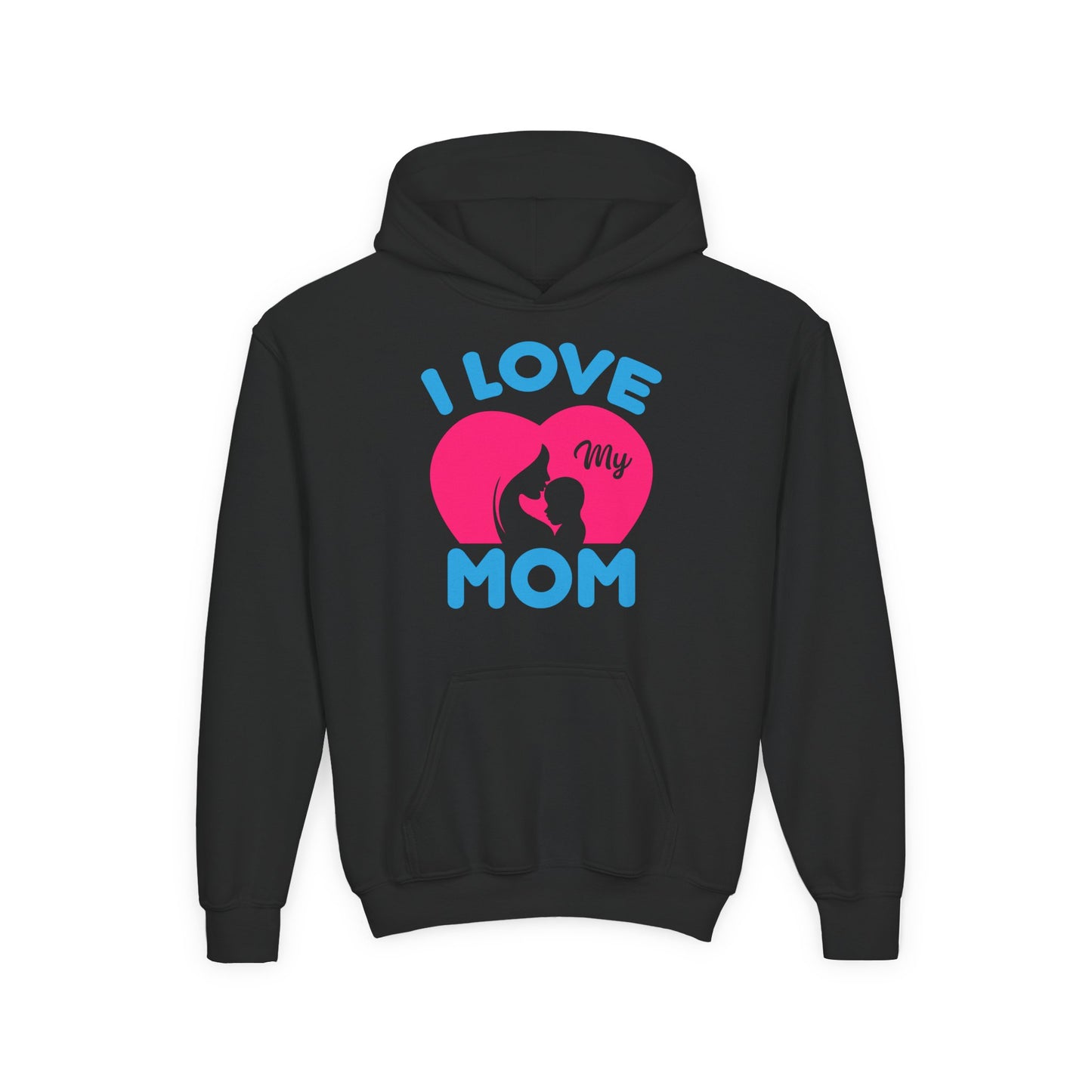 Youth Heavy Blend Hooded Sweatshirt -  i love my mom logo