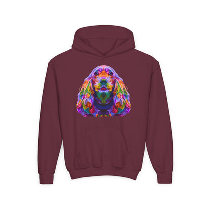 Youth hoodie with adorable golden retriever design Printify