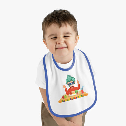 Baby Bib - Super kiddo eating healthy breafast - [[{"value":"Wonderwear Kid"}]]