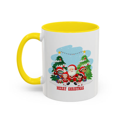 Accent Coffee Mug - Super kiddo with santa claus Merry christmas - [[{"value":"Wonderwear Kid"}]]