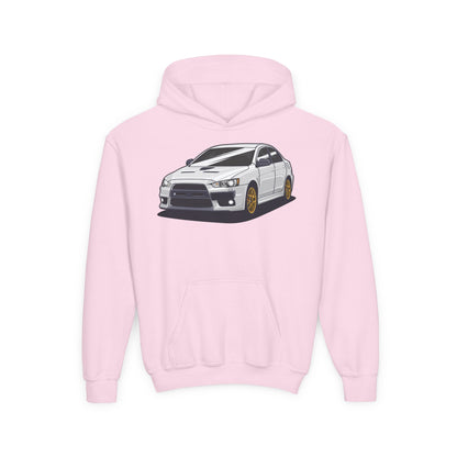 Youth Heavy Blend Hooded Sweatshirt - White car Printify
