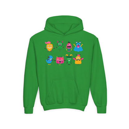Youth Heavy Blend Hooded Sweatshirt - Set of monsters Printify