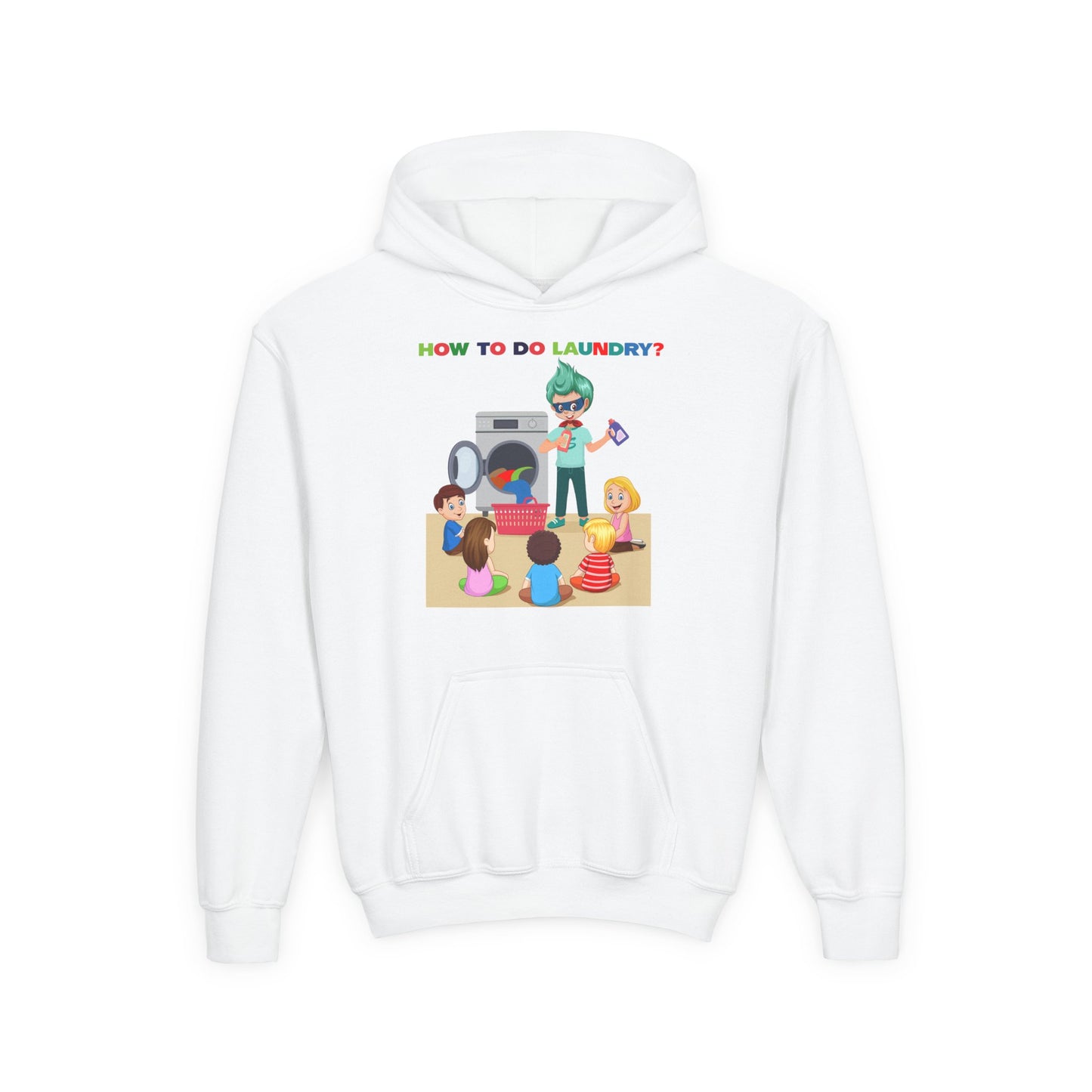 Youth Heavy Blend Hooded Sweatshirt - super kiddo teaching laundry