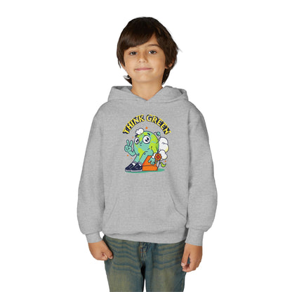 Youth Heavy Blend Hooded Sweatshirt - Think Green Design Printify