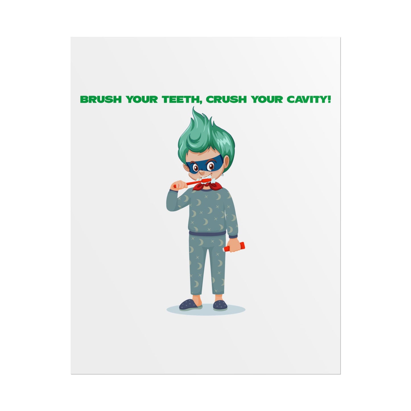 Rolled Posters - Super kiddo brushing teeth - [[{"value":"Wonderwear Kid"}]]